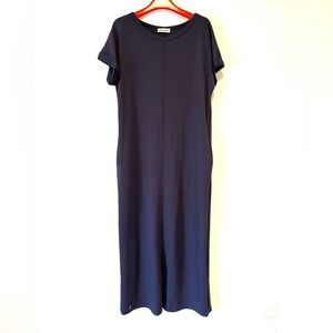 Charlotte Avery Navy Cuff Sleeve Maxi Dress Large Scuba Material